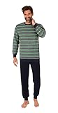Normann Herren Frottee Schlafanzug lang mit Bündchen - auch in Übergrößen - Elegante Optik, Farbe:grün, Größe:60
