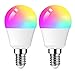 Alexa Smart E14 LED Wlan Lampe, Dogain RGB LED G45 Glühbirne Dimmbare Birne 6W 2700-6500K+RGB 16 Millionen Farben Kein Hub Erforderlich Kompatibel mit Alexa Echo, Google Home 2.4 GHz (2 Stück)