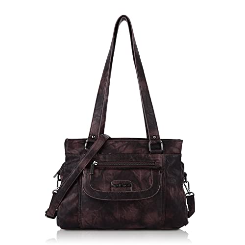 Angel Barcelo Womens Fashion Handbags Tote Bag Cross Body Shoulder Bag Top Handle Satchel Purse (Stylish Coffee)