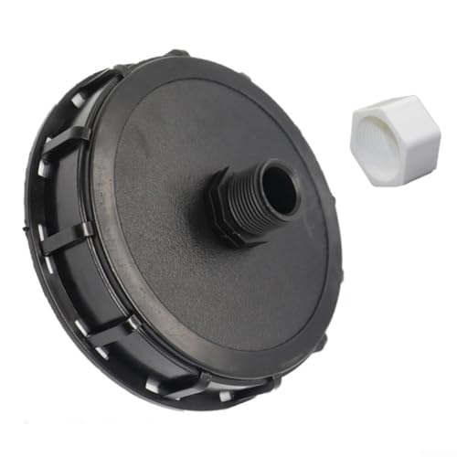 Tapón adaptador de tanque IBC de plástico para tanques de 163 mm de diámetro, diseño de rosca macho de 1 pulgada para una fácil regulación del flujo de líquidos (1 agujero con tapa)