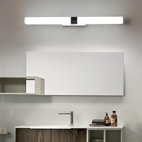 Espejo baño LED contra sombras en el rostro con aplique impermeable de 60cm