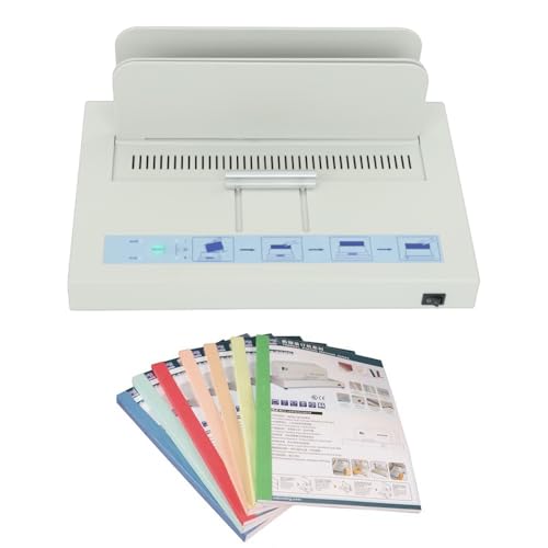 LIAPDG A4 Thermal Binding Machine, 50MM Binding Thickness Binding Machine Desktop Book Binding Machine Metal Thermal Binder with Manual Rail Clamp 60-120-180S Heating Time for Reports, Quotations 100W