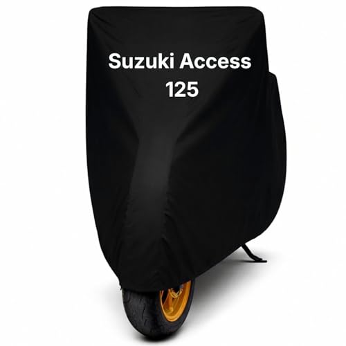 Image of Scooty Body Cover for Suzuki Access 125 Waterproof & Dustproof Scooter Cover UV Resistant, Heat Resistant & All Weather Protection Heavy Duty Triple Stitched Two Wheeler Cover (Black)