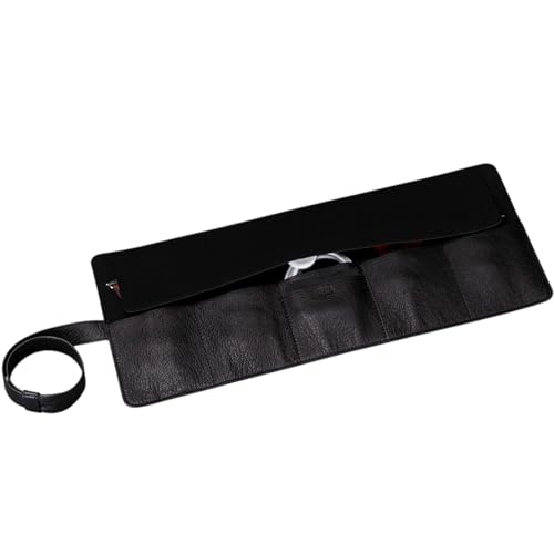 Image of SENA Leather Watch Roll Organizer - 5 Slot Genuine Leather Travel Case for Watches, Watch Bands, Cables and Accessories - Compact, Elegant and Durable