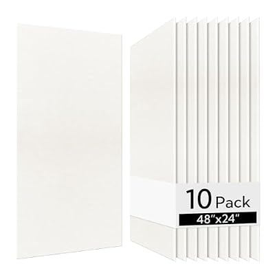 Olanglab Acoustic Wall Panels, 10 Pack, 48" x 24", Plain White
