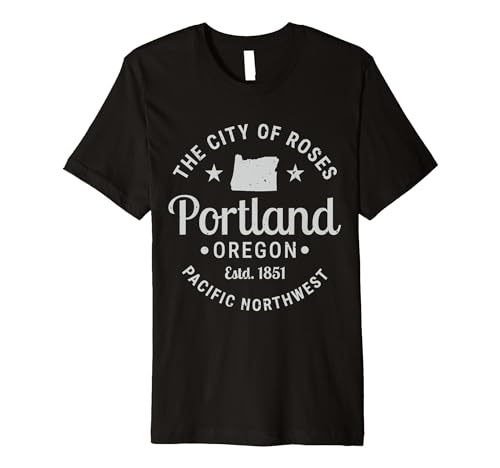 31a1wnuUG4L._SL500_ Vintage Portland Oregon City Of Roses Pacific Northwest 1851 Premium T-Shirt