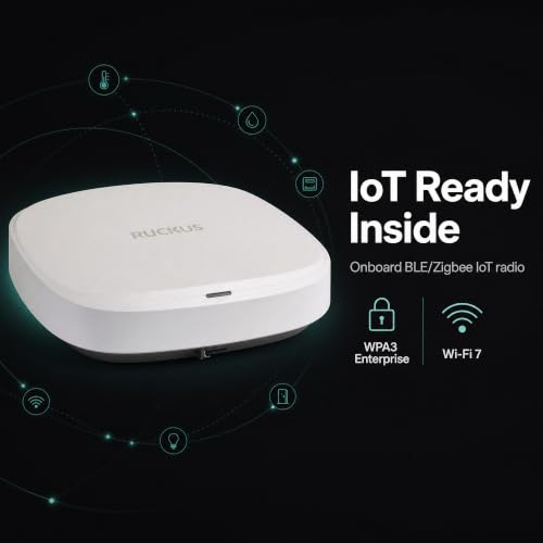 Image of Ruckus R770 Wi-Fi 7 Indoor Access Point - Tri-Band 12.22 Gbps, 8-Stream BeamFlex+ Adaptive Antennas, 1,024 Devices, 1x 10GbE + 1x 1GbE - Ruckus One, SmartZone, or Unleashed (901-R770-US00)