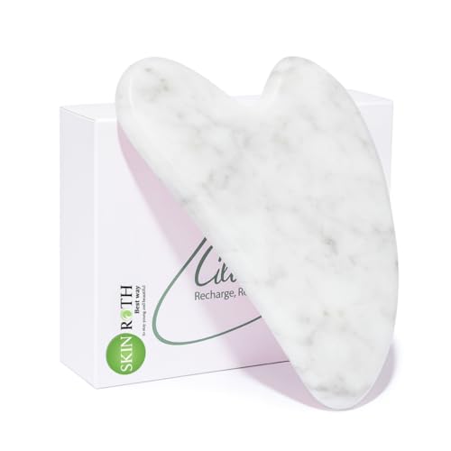 Image of Grade A+ Crystal Clear White Rose Quartz Facial Gua Sha Natural a Altitude of Himalaya Face Massager Anti-Aging, Drainage Massage, Wrinkles (Transparent White)