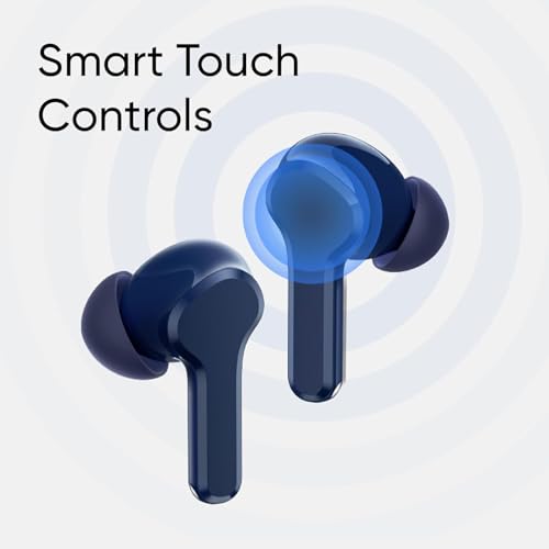 Image of Real Mee Air 6 Buds | 50dB Active Noise Cancellation, Hi-Res LHDC Audio, 12.4mm Dynamic Bass Driver, 6 Mic Clear Voice Calls, 51,IP55 Waterproof,TWS for Apple & Android (Navy Blue, T110)