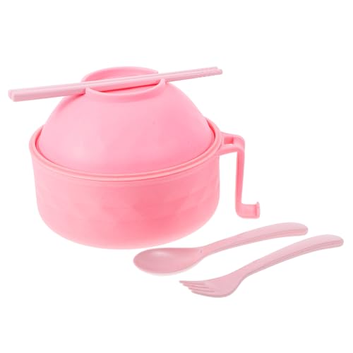 JECOMPRIS Tazón de Ramen Microondas Utensilios Portátil Cocción Rápida de Fideos Estudiantes y Uso Lavavajillas Material Seguro y Multifuncional Rosa