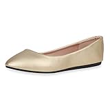 goldene ballerinas deichmann  SCARPE VITA Damen Klassische Ballerinas Leder-Optik Schuhe Slipper Freizeitschuhe Slip On Flats Flache Abendschuhe 188415 Gold Metallic 39