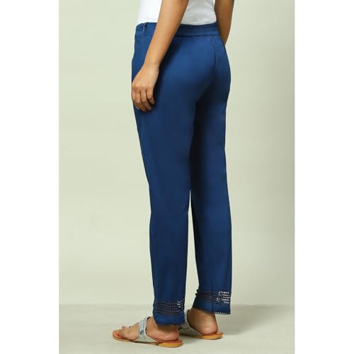Image of Rangriti Women Polyester Blend Solid Pants (RMMINDIGO18136 Blue XL)