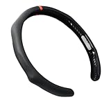 Quick Install Sporty Perforated Nappa Leather Steering Wheel Cover with Red Circular Stripe Trim Universal fit Any 14½ to 15 inches Car Pickup SUV 14.5 to 15 inches SW