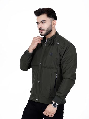 Image of Dollar Full Sleeves Bomber Jacket for Men | TPU Men's Standing Collar Lightweight Winter Jacket, Regular Fit