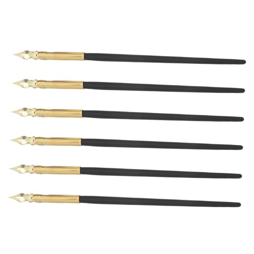 GETAJGHSD 6個英文書道ペン 金色ペン先 ?水鋼筆 書道用具 滑らかなインク流れ 芸術的表現に 初心者とプロ向け サイン 絵画 スケッチ対応