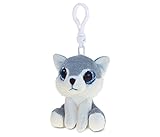 DolliBu Wolf Plush Big Eyes Keychain Stuffed Animal - Soft Wild Mountain Animal Charm with Sparkling...
