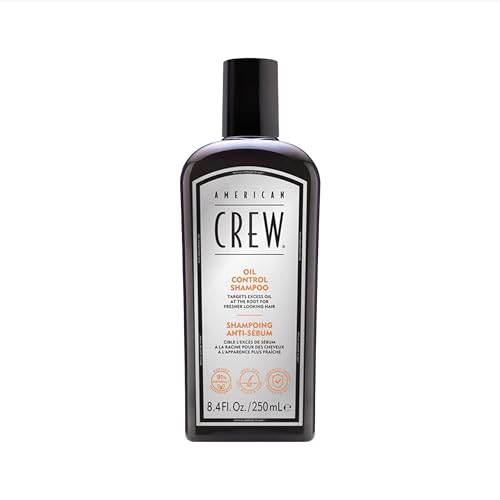 AMERICAN CREW – Oil Control Shampoo für Männer, 250 ml, Detox Haarshampoo für fettiges Haar & Kopfhaut, reguliert Talgproduktion, frisches Finish, vegane Formel, dermatologisch getestet