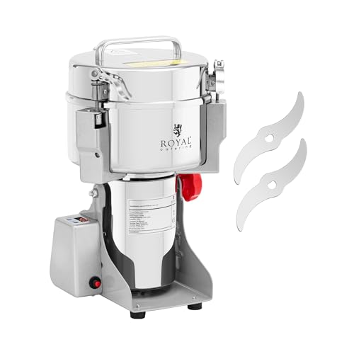 Royal Catering RCMZ-2000D Moulin à épices électrique 2000 g 21 x 9.5 cm 3400 W numérique Moulin à épices électrique professionnel Broyeur à épices -