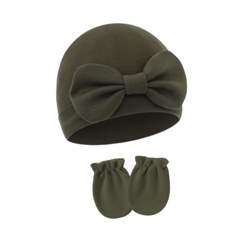 2025 Baby Bonnet Newborns Fetal Caps Fashionable Brimless Hat Trendy Headgear with Matching Mittens Soft