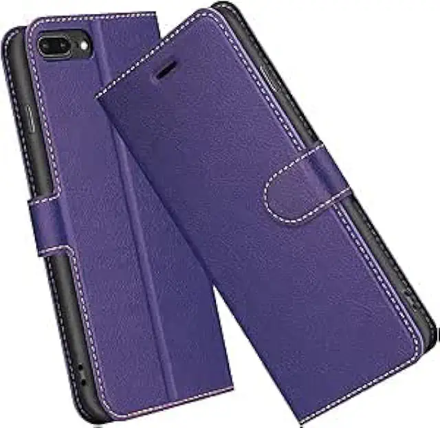 ELESNOW Premium Leather Wallet Case for iPhone 7 Plus/8 Plus - Purple