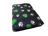 Krambambulishop.de Vet-Bed Softbed Dry-Bed Hundebett Hundedecke Vetbed Trockenbett rutschfest 22mm Florhöhe (Dunkelgrau + Grünes Herz, 1m x 1,60m)