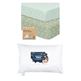 KeaBabies 2-Pack Mini Crib Sheets Fitted, Cotton Pack and Play Sheets and Toddler Pillow with Pillowcase - Playard Baby Crib Sheets, Jersey Crib Sheets Neutral - 13X18 Soft Cotton Toddler Pillows