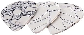 Alnicov 3Pcs Guitar Picks,Natural Stone Picks for Bass Guitar Ukulele,Crack White, Small - Image 4