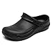 JSWEI Professional Slip Resistant Clogs | Oil Resistant Waterproof | Safety Work for Crews Non Slip for Chef Nurse Shoes | Slippers for Kitchen Office Black 9