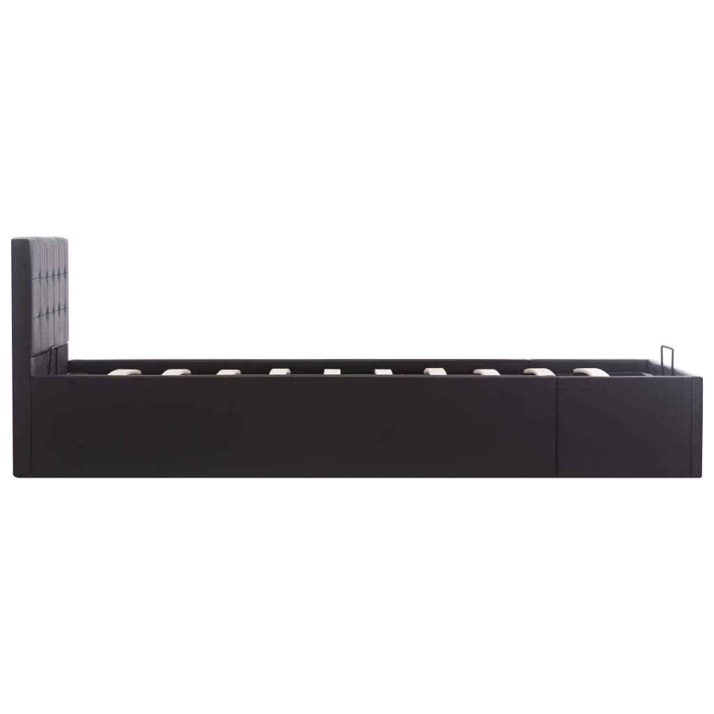 vidaXL Stauraumbett Hydraulisch Polsterbett Einzelbett Bett Schlafzimmerbett Kunstlederbett Bettrahmen Bettgestell Lattenrost Schwarz 90x200cm