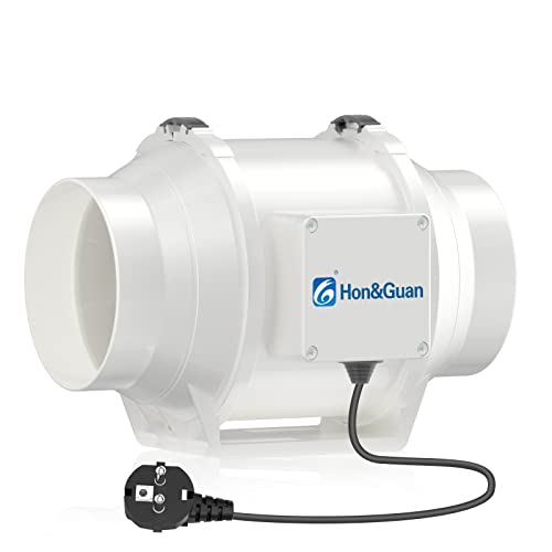 Hon&Guan 125mm Rohrventilator Mischdurchfluss Rohrlüfter mit Starker Abluft System 284m³/h für Büro, Bad, Halle, Hydroponic Zimmer (ø125mm standard)