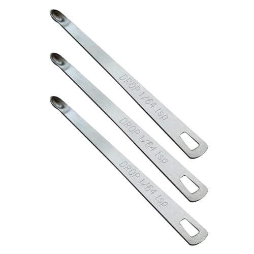 BERYLER 3 cucharaditas de 1/64 (1/64 cucharadita, 0.08 ml, gota) cuchara medidora individual pequeña, cucharas medidoras pequeñas de acero inoxidable solamente