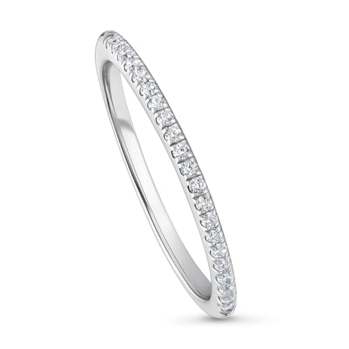 BERRICLE Sterling Silver Wedding Rings Stackable Half Eternity Band Ring for Women, Micro Pave Set Round Cut Cubic Zirconia CZ