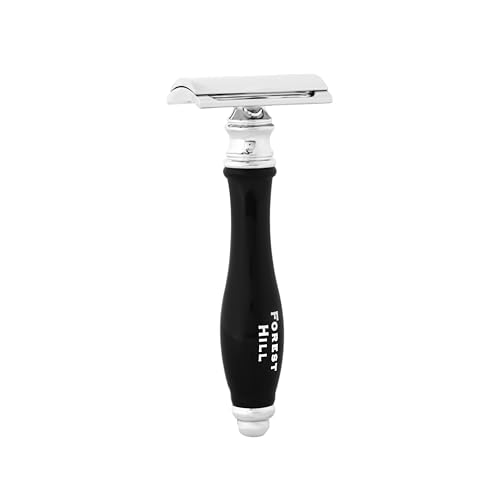 Image of Forest Hill Luxury Chrome Finish Double Edge Stainless Steel Manual Shaving Razor With Silicone Protective Cover For Men, Compatible With All Double Edge Safety Blades, Ideal For Home & Salon