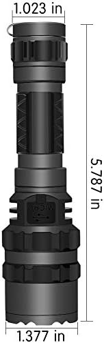 Tactical Flashlight JT10 1200 Lumen Black LED Light with Offset Rail Mount, 2 Modes Pressure Switch Included