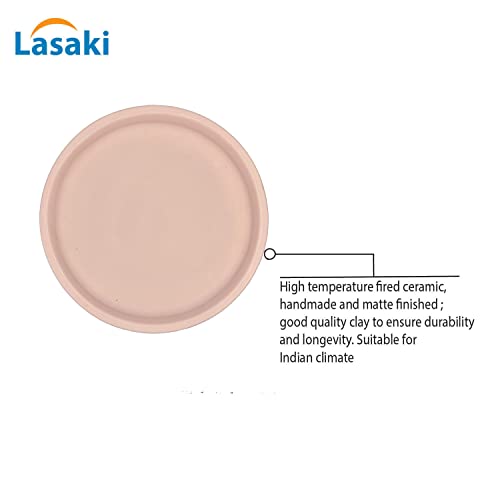 Image of Lasaki Round Ceramic Trays (Plates Saucers) for Pots, planters, Flower, Succulent(Set of 2,Pink,3.5 inch) R3.5(Plants not Included)
