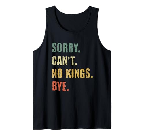 No Kings Bye Anti Monarchy Grunge Texto Camiseta sin Mangas