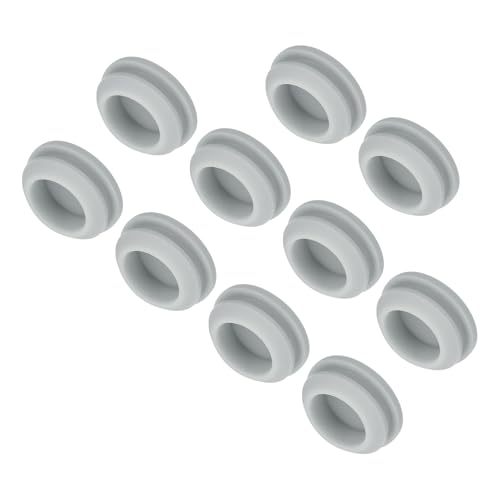 Image of MECCANIXITY 10pcs Silicone Snap in Locking Hole Plugs,16mm /0.6 Inch Mounting Diameter Narrow Groove Width 2mm Panel Seal Cover Round for Kitchen Bulkheads Waterproof Sealing Plugs Grey