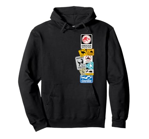 Sweat Jurassic World Dominion Warning Signs vêtement hoodie imprimé noir