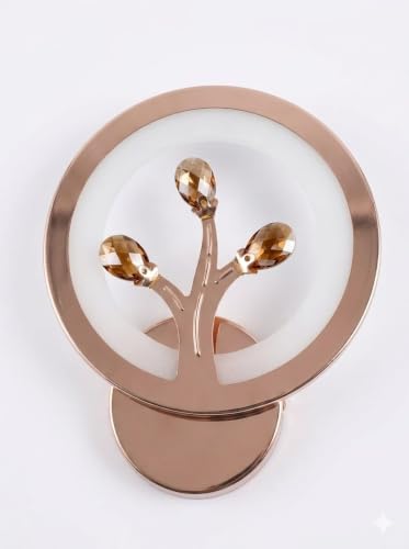 Image of Modern LED Wall Light 8806, 3 Color Changing Rose Gold Decorative Wall Lamp for Living Room, Bedroom & Hallway | Crystal Design Indoor Wall Sconce with Warm White, Neutral White & Cool White Lighting