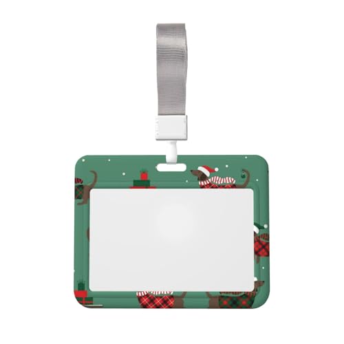 カードケース パスケース 社員証idカードホルダー 学生証 ダックスフンド 横型 かわいい ネームホルダー ネックストラップ 社員証 ケース クリップスト リール付き