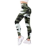 Fashion Damen Hohe Taille Sport Fitness Tight Yoga Trainingshose FF332, armee-grün, Medium