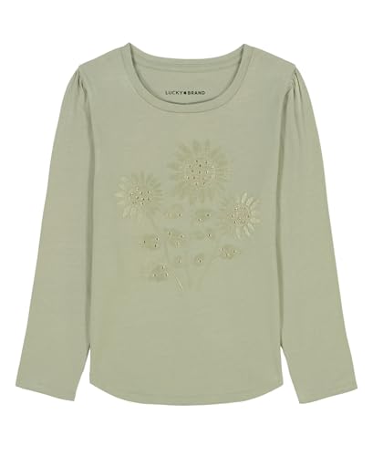 Image of Lucky Brand Girls' Long Sleeve Graphic T-Shirt, Tagless Cotton Tee with Fun Designs