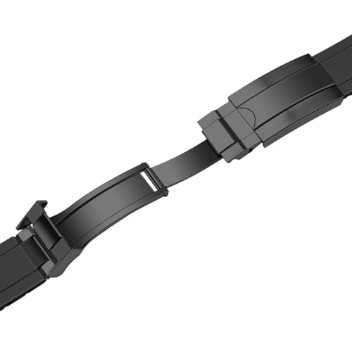Image of Juntan 18mm 20mm 21mm 22mm Curved End Rubber Watch Band, Tapered Silicone Curved Replacement Watch Strap for Men Women with Metal Classic Diving Buckle
