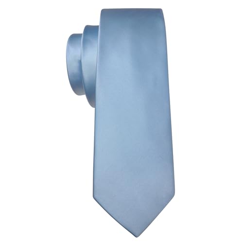 Image of Barry.Wang Plain Men Silk Ties Extra Long Satin Necktie for Wedding Business Handkerchief Cufflinks Set Solid Colors