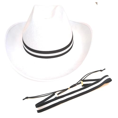 Hat Band Classic Striped Design Black and White Golden Hardware Quality Stretch Fabric Adjustable One Size For Brimmed Hats