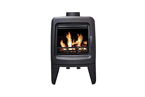 FUNDICIO - Estufa de leña de hierro fundido INA 5 kW | Diseño moderno, triple combustión, vidrio cerámico 750°, 100 m³ calefactables | Alta eficiencia 78,8% | Certificada 4 estrellas