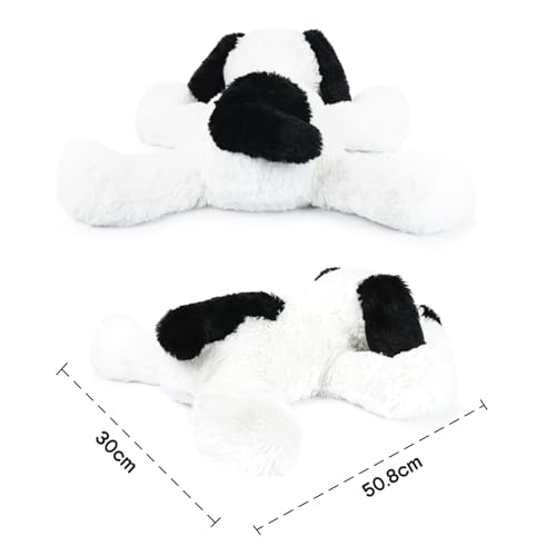 WEIGEDU Plüschhund Kuscheltier Schwarz-Weiß – Weiches Stofftier Hund 50 cm, Liegender Kuschelhund Plüschtier, Geschenk für Kinder & Erwachsene