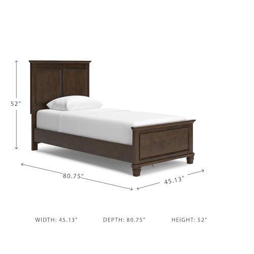 Image of Signature Design by Ashley Twin Panel Bed, Danabrin, Brownish Cherry | Hardwood solids, Birch veneer and MDF substrate construction, Casual style for youth bedrooms