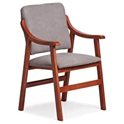 Gasten a Gusto Silla Comedor, Brazos de Madera en Cerezo. Tela Antimanchas (Medidas 86x54x54 cm). Especial Personas Mayores, Espalda Recta. Comedor o salita,Gris, (COMGRI)