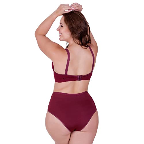 Conjunto de Lingerie Plus Size Terra e Mar Sutiã com Bojo e Calcinha Cós Alto Dani Tamanho:46;Cor:Na
